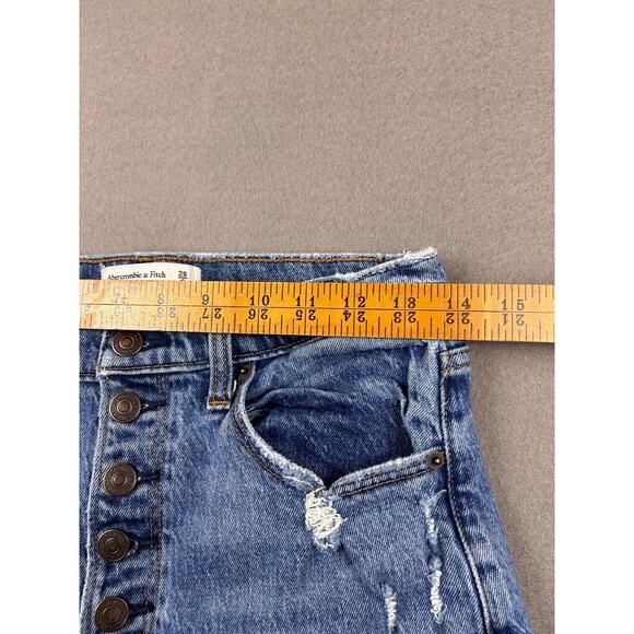 Abercrombie and Fitch The Mom High Rise Jeans Size 28/6 Blue Denim Button Fly - Picture 9 of 11